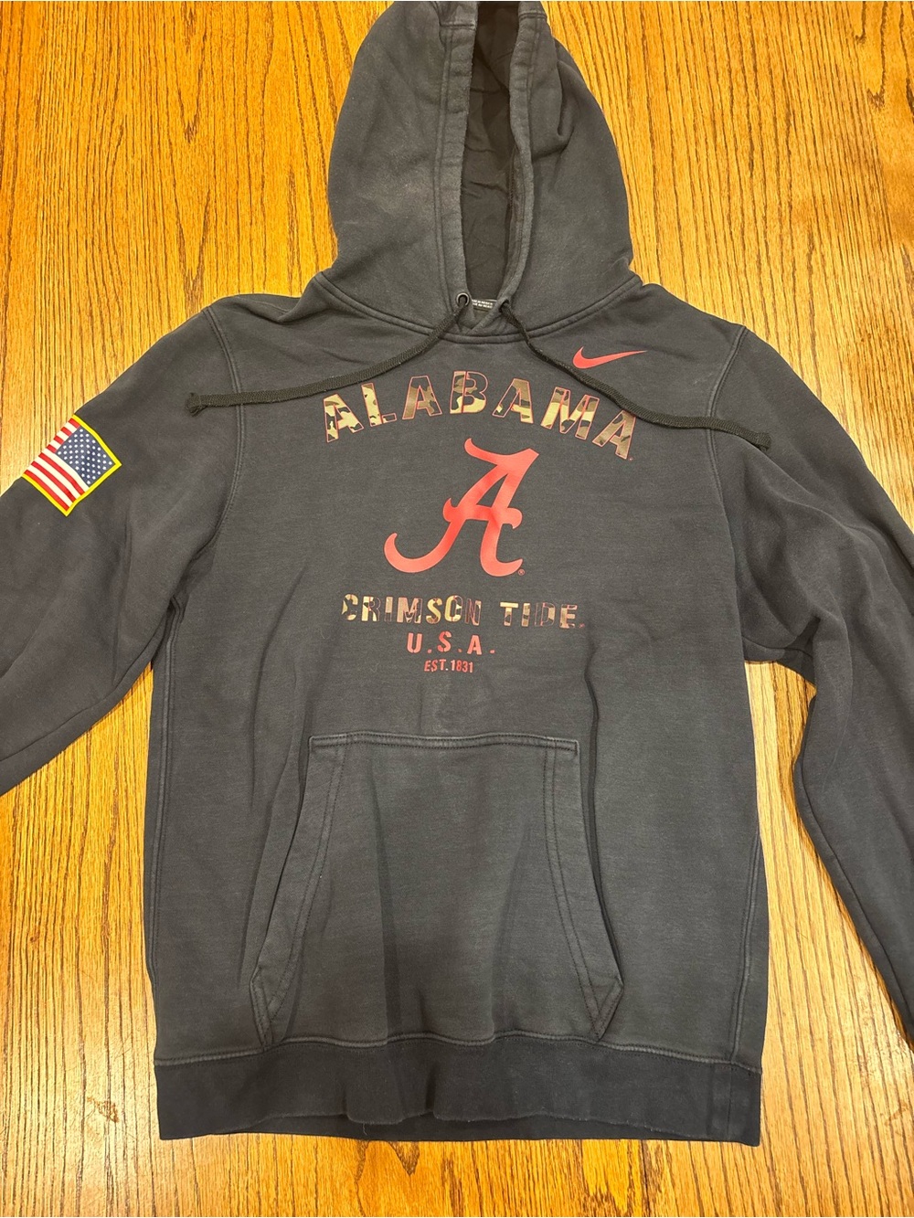 Nike Menâs Black Hoodie with Crimson Red Alabama A Logo